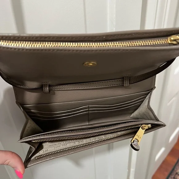 Ralph Lauren Taupe Envelope Style Crossbody Bag - Picture 4 of 7